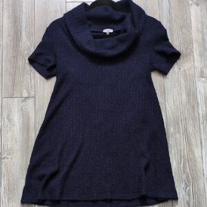 Tobi Navy Short-Sleeve Cowl Neck Sweater Dress S